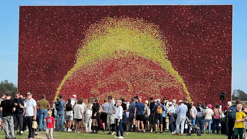 2025 års äppeltavla presenteras under äppelmarknaden i Kivik.