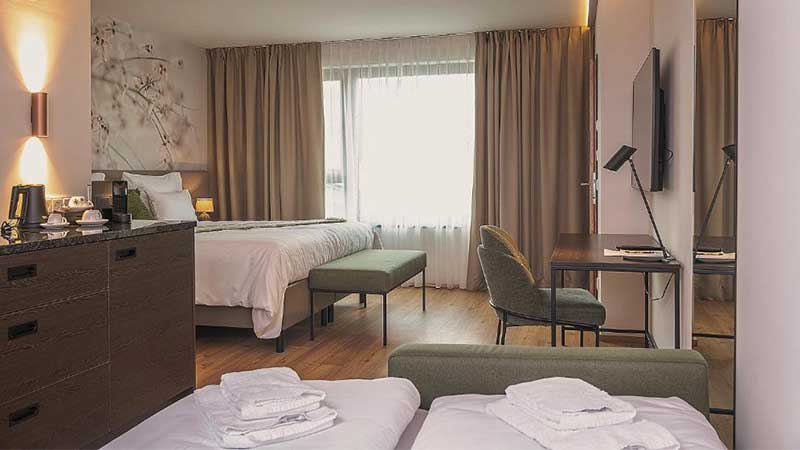 Familjerum på Das Saal Congress Hotell i Salfelden där Tjörnarpsbuss bor på sina Skidresor till Leogang, Saalbach